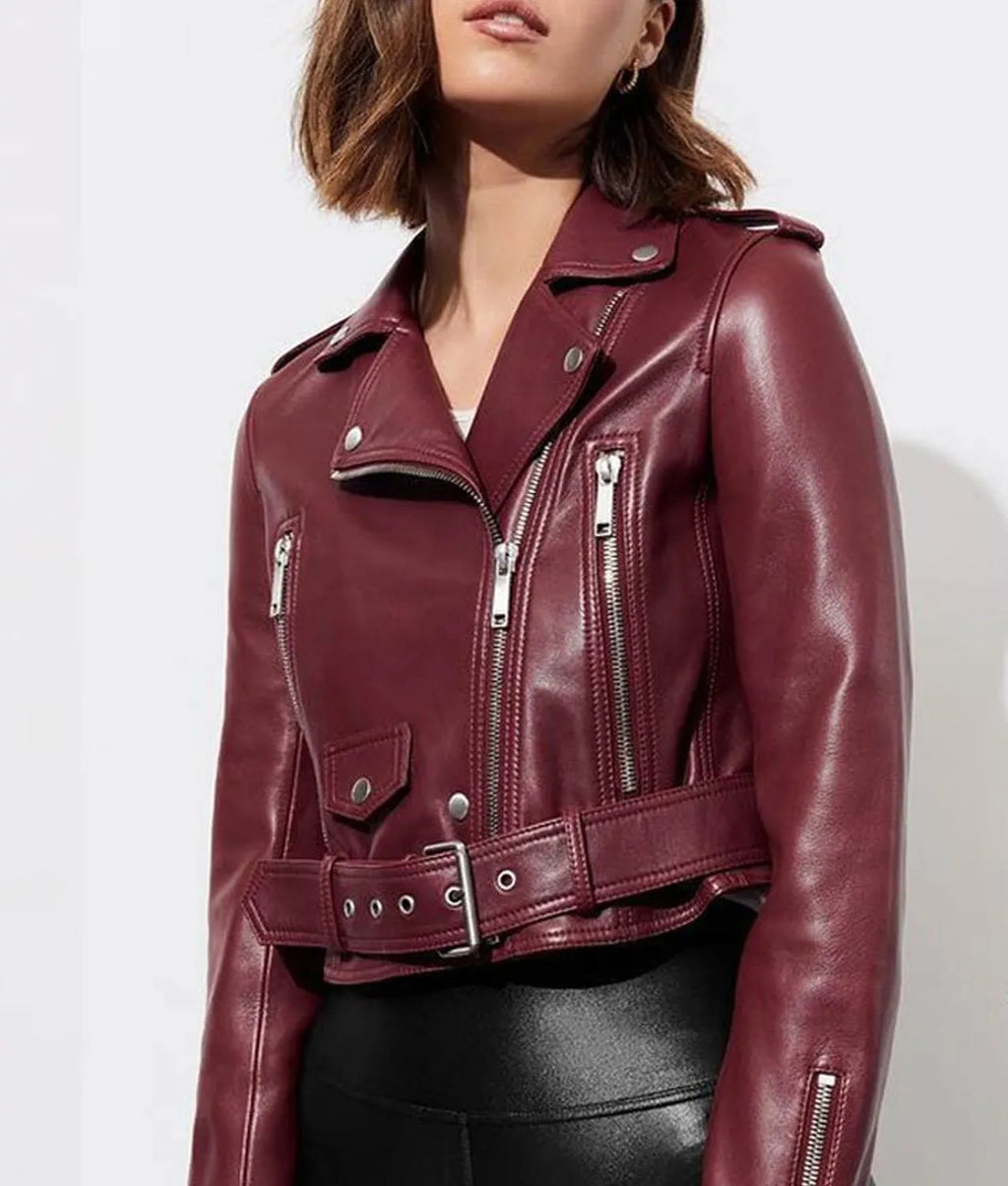 13 Reasons Why Alisha Boe Burgundy Leather Jacket Daroosh