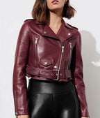 13 Reasons Why Alisha Boe Burgundy Leather Jacket Daroosh