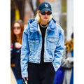 Gigi Hadid Hooded Blue Denim Jacket