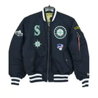 Seattle Mariners Ma-1 Satin Blue Bomber Jacket