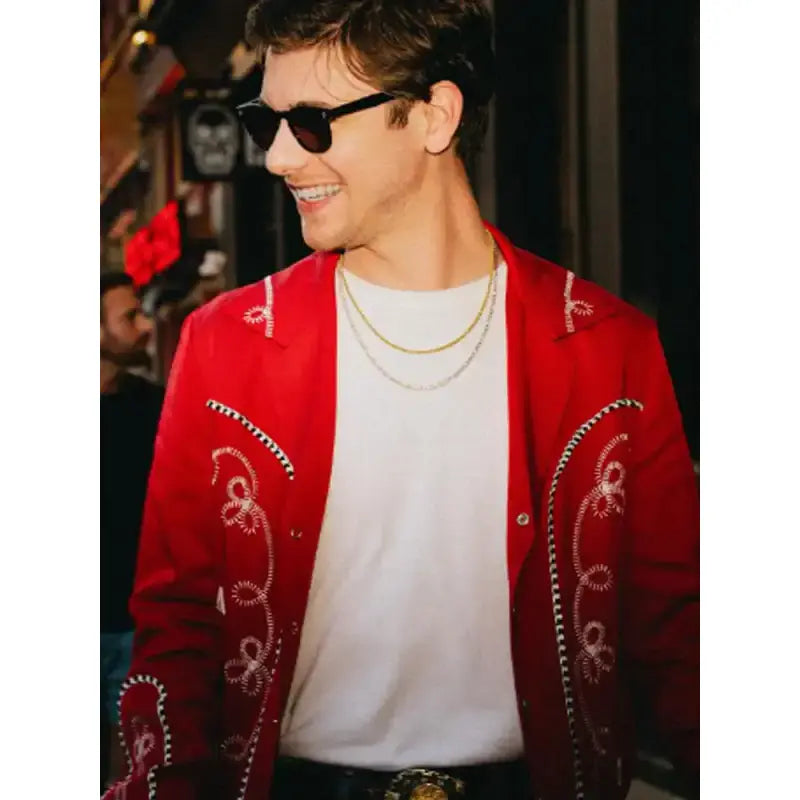 William Beckmann Red Embroidered Jacket