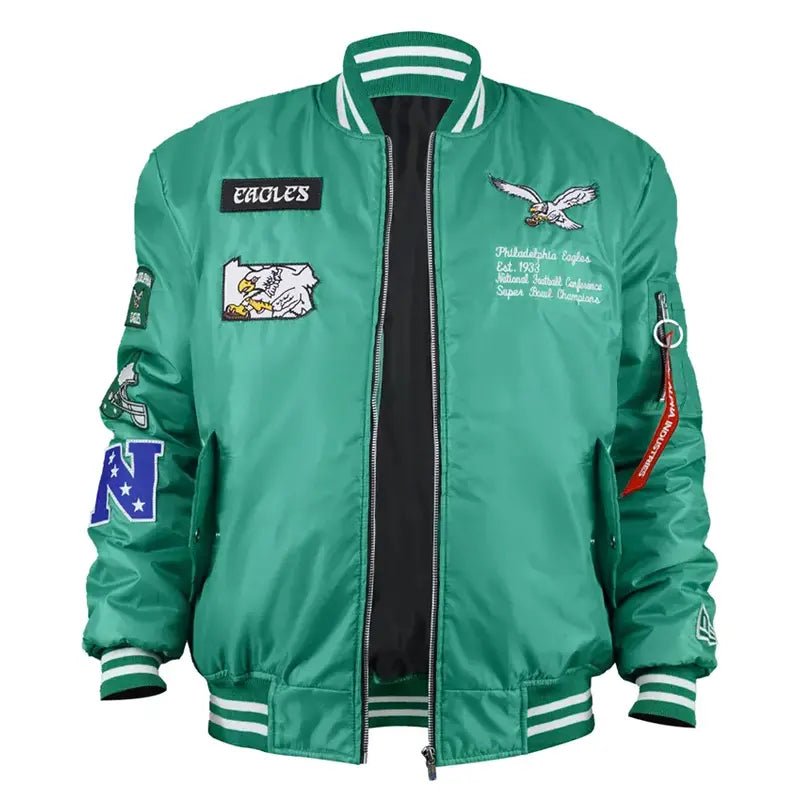 Philadelphia Eagles New Era x Alpha Green Bomber Jacket