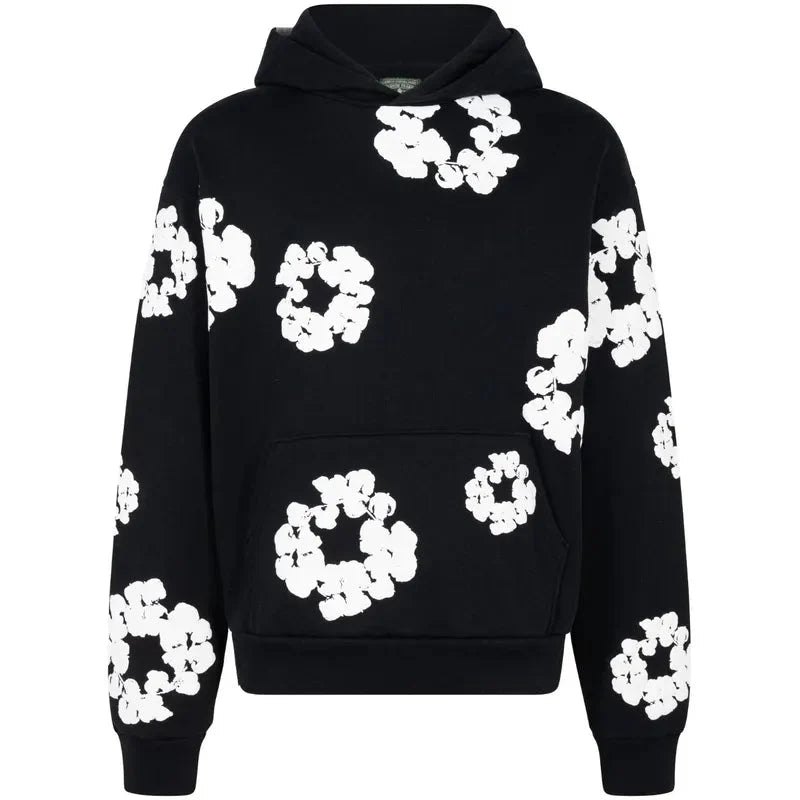 Denim Tears Wreath-Print Pullover hoodie Vintage Jacket