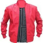8 Ball Pink Leather Bomber Jacket Daroosh