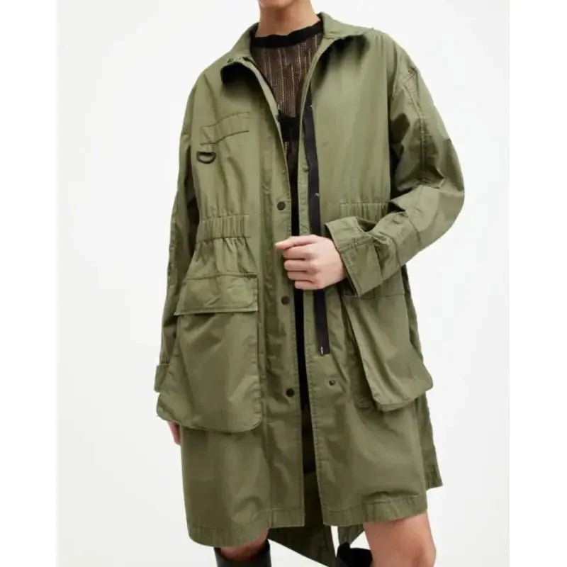 All Saints Milla Relaxed Fit Printed Parka Cotton Jacket Vintage Jacket