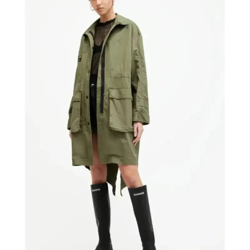 All Saints Milla Relaxed Fit Printed Parka Cotton Jacket Vintage Jacket