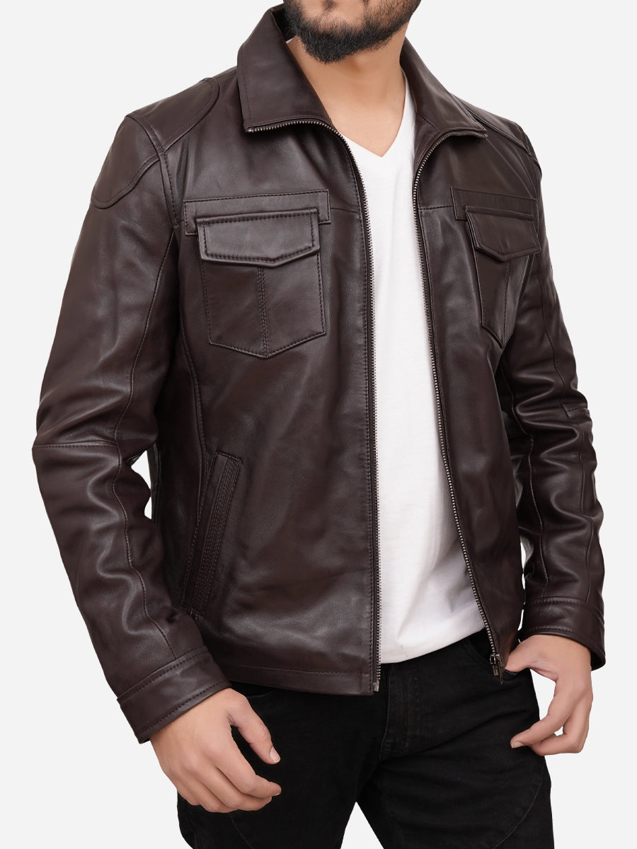 Grayson Casual Brown Leather Jacket Daroosh