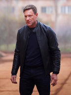 Chief Of Station 2024 Aaron Eckhart Black Leather Jacket Daroosh