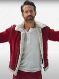 Ryan Reynolds Spirited Red Shearling Leather Jacket