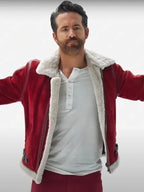 Ryan Reynolds Spirited Red Shearling Leather Jacket