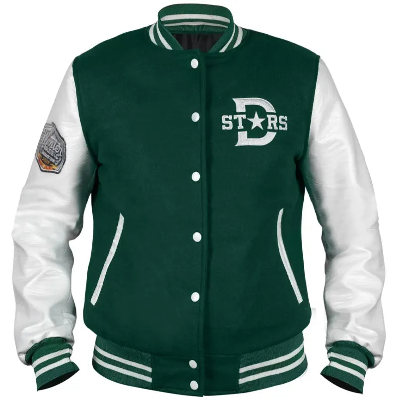 Dallas Stars Varsity Wool Green and White Jacket
