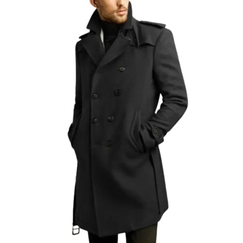 Double Breasted Belted Trench Wool Coat Vintage Jacket