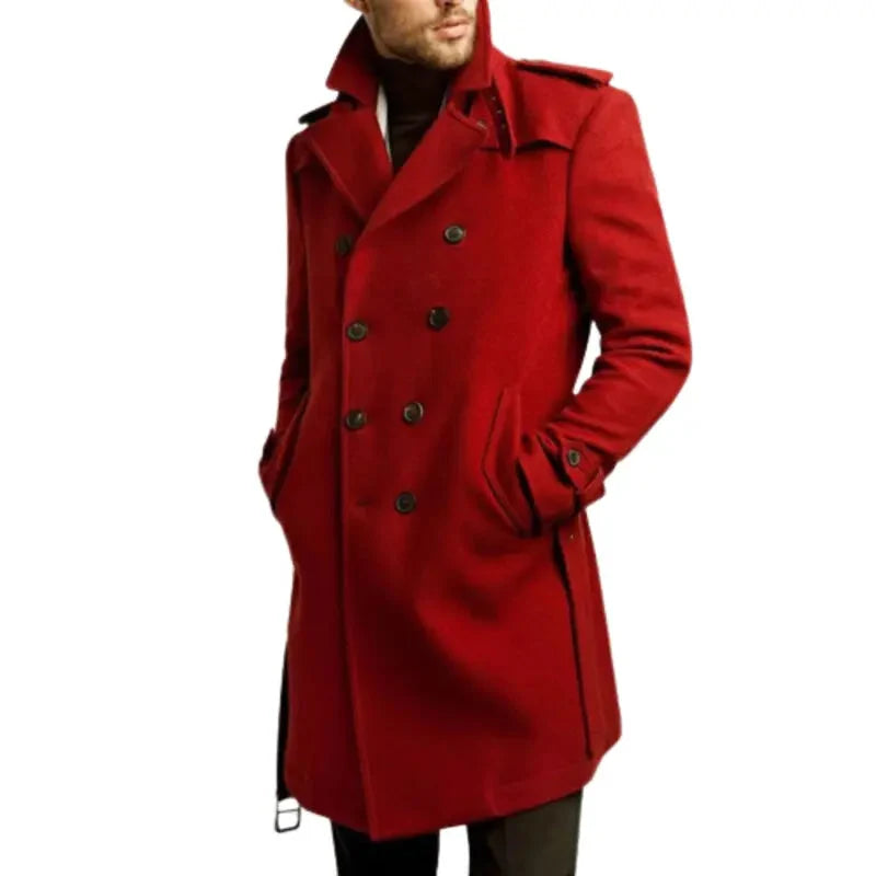 Double Breasted Belted Trench Wool Coat Vintage Jacket