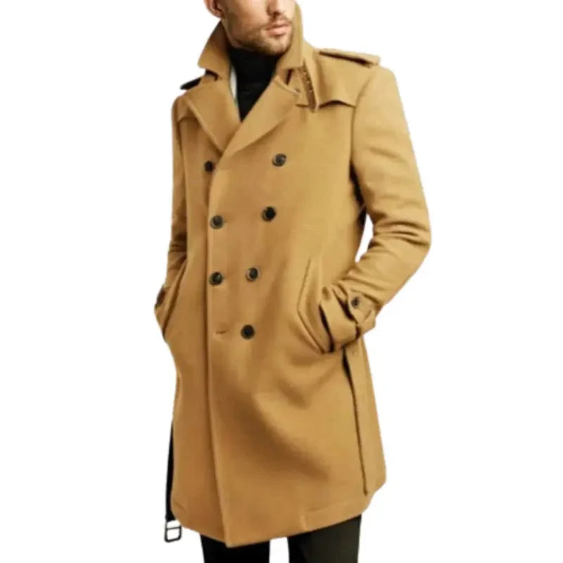 Double Breasted Belted Trench Wool Coat Vintage Jacket