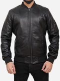 Griffin Black Bomber Leather Jacket Daroosh