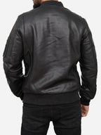 Griffin Black Bomber Leather Jacket Daroosh