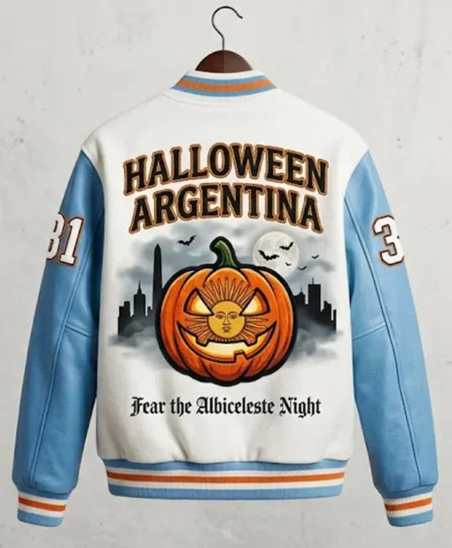 Halloween Argentina Spooky Fear The Albiceleste Varsity Jacket