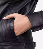 Women's Black Lambskin Leather Four-Pocket Trucker Jacket