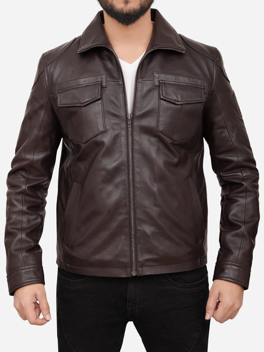 Grayson Casual Brown Leather Jacket Daroosh