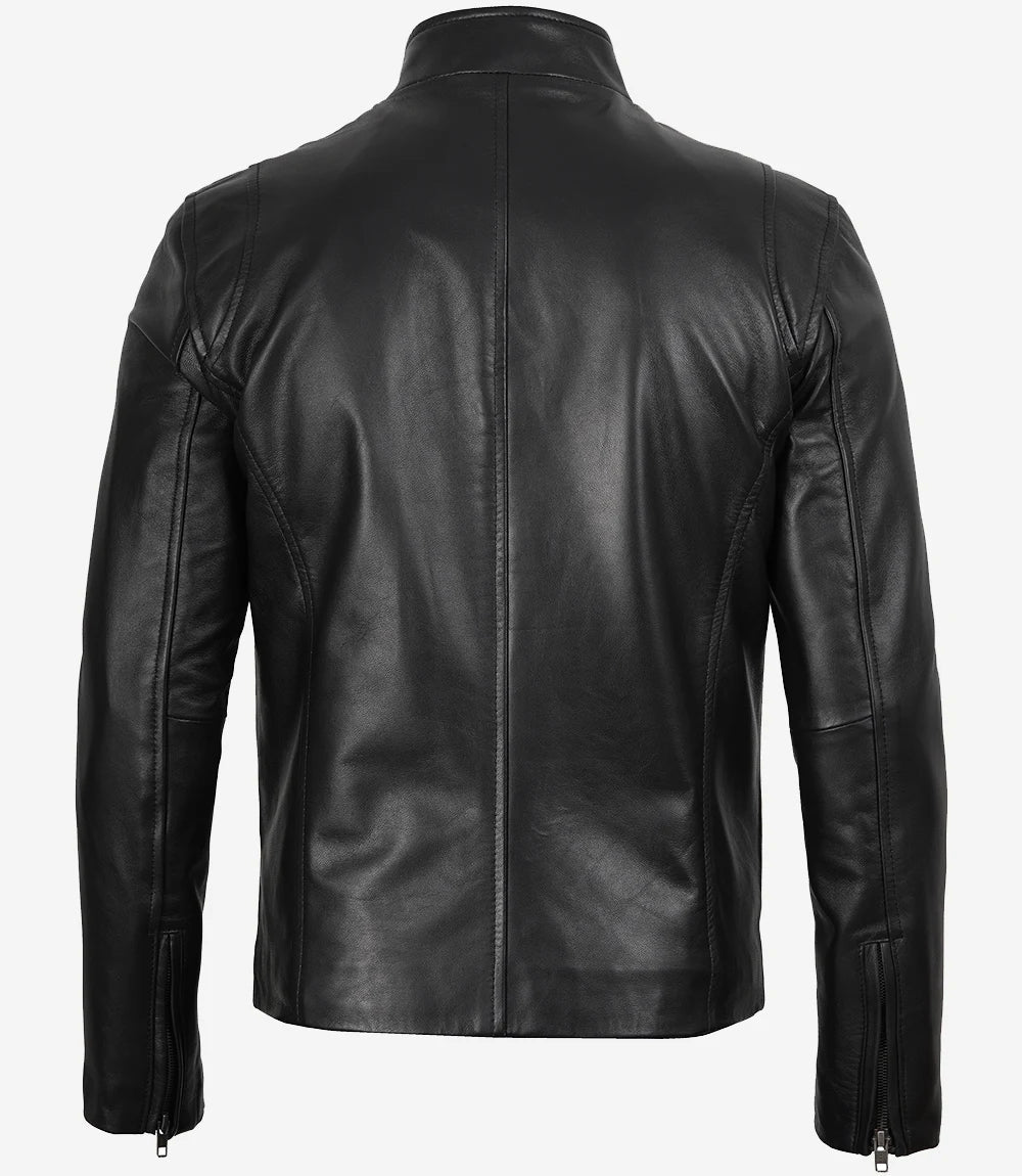 Men's Classic Black Biker Style Leather Jacket