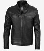 Men's Classic Black Biker Style Leather Jacket