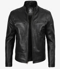 Men's Classic Black Biker Style Leather Jacket
