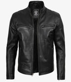 Men's Classic Black Biker Style Leather Jacket