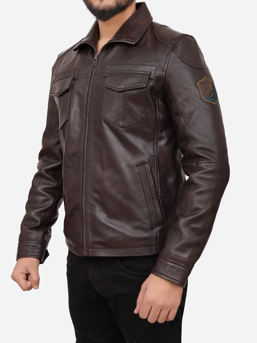 Grayson Casual Brown Leather Jacket Daroosh