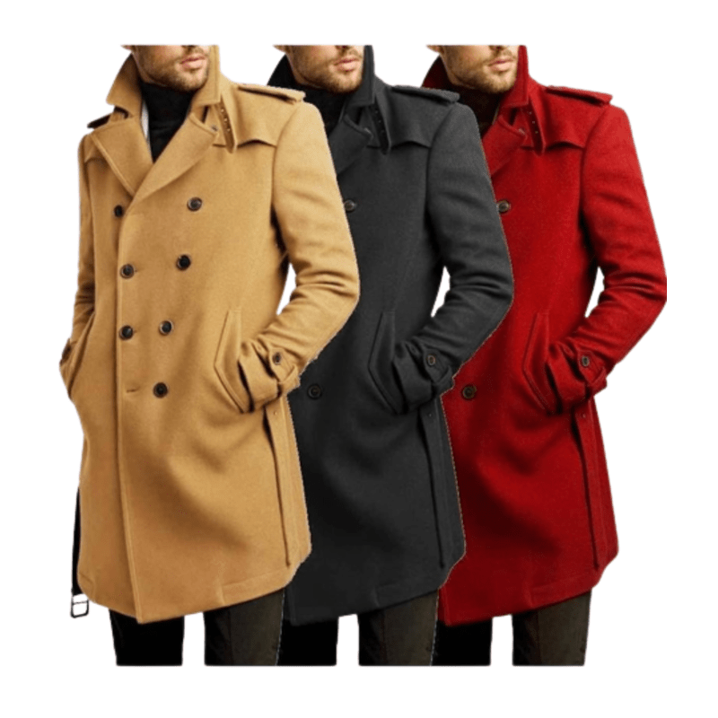 Double Breasted Belted Trench Wool Coat Vintage Jacket