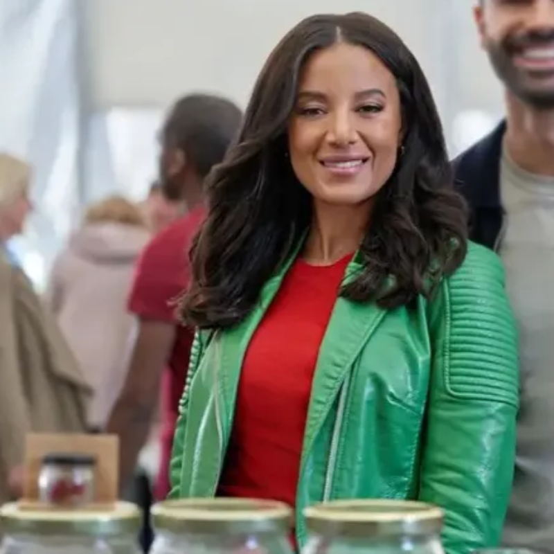 A Pinch Of Portugal 2023 Heather Hemmens Green Leather Jacket Daroosh