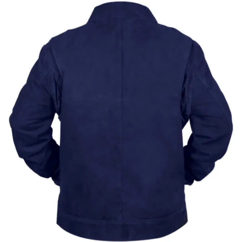 The Beast in Me Matthew Rhys Blue Suede Leather Jacket