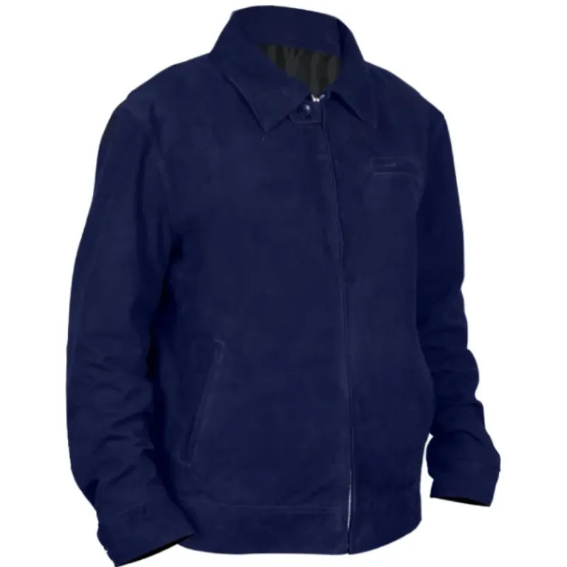 The Beast in Me Matthew Rhys Blue Suede Leather Jacket