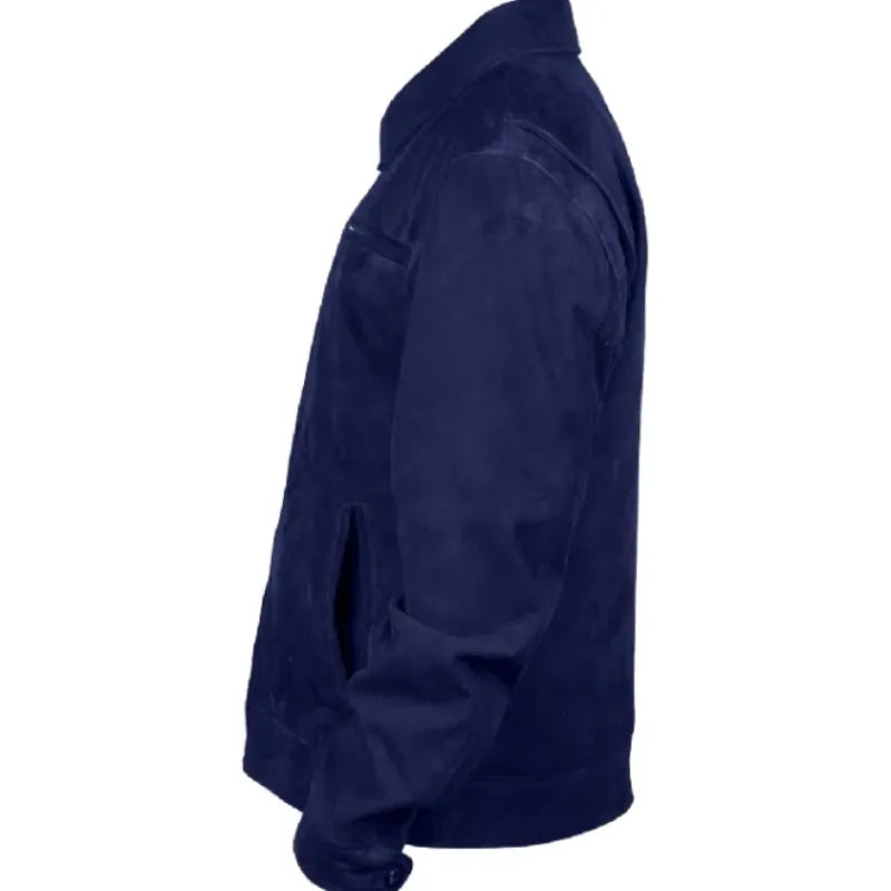 The Beast in Me Matthew Rhys Blue Suede Leather Jacket
