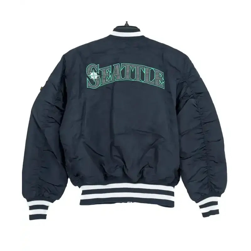 Seattle Mariners Ma-1 Satin Blue Bomber Jacket