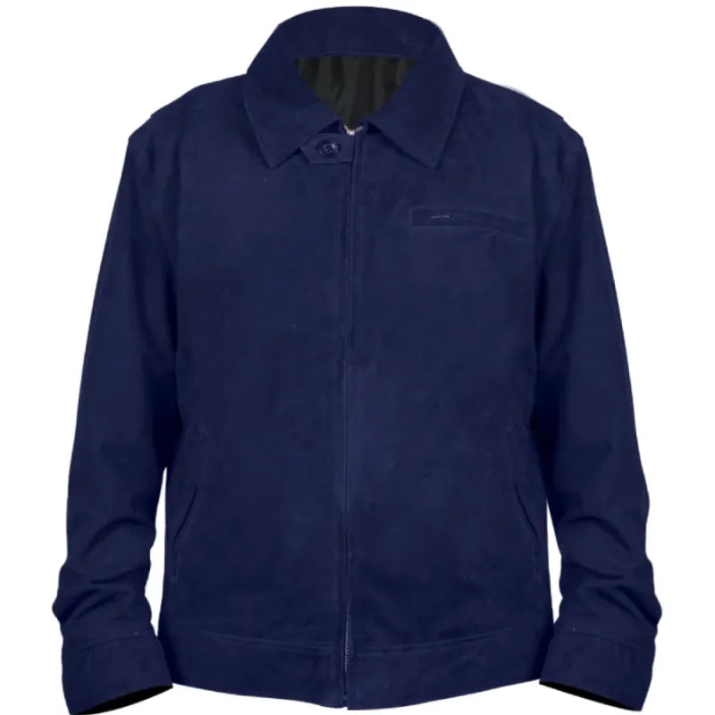 The Beast in Me Matthew Rhys Blue Suede Leather Jacket