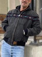 Vintage 90s Carhartt Aztec Pattern Canvas Zip Hooded Jacket Daroosh