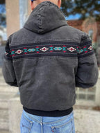 Vintage 90s Carhartt Aztec Pattern Canvas Zip Hooded Jacket Daroosh