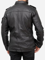 Jasiel Classic Sheepskin Vintage Black Leather Jacket Daroosh