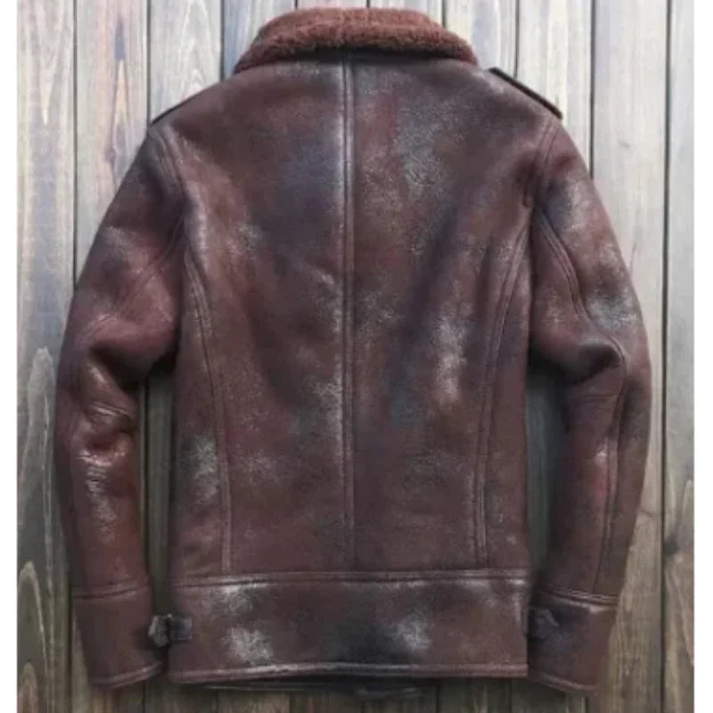 Aaron Burgundy Shearling Jacket Daroosh