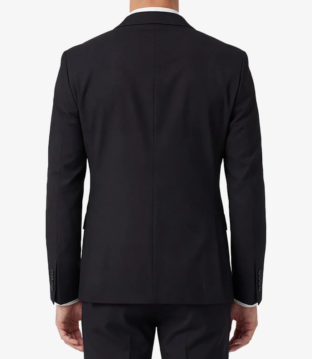 Men's Black Double-Breasted Peak Lapel Two Piece Suit