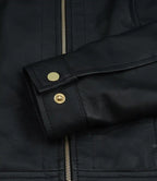 Jose Women's Black Harrington Leather Jacket with Golden Details
