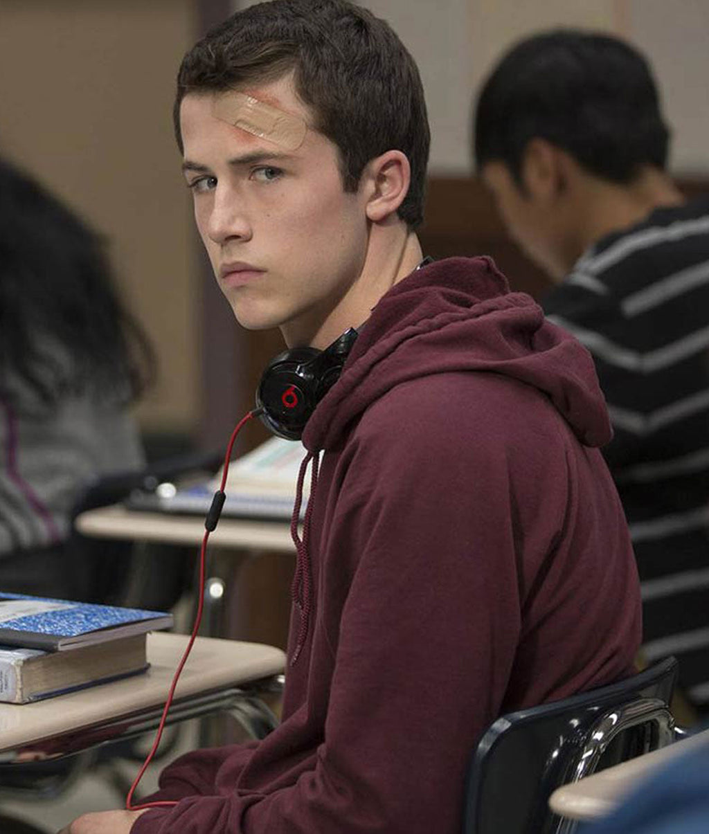 13 Reasons Why Dylan Minnette Maroon Hoodie Daroosh