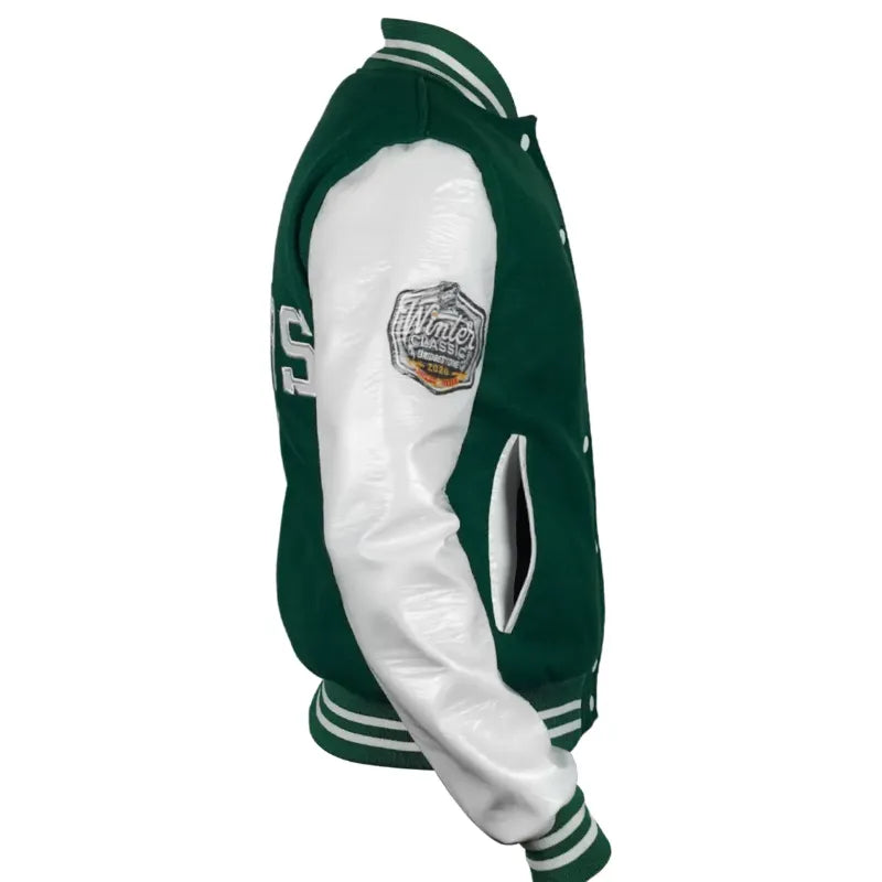 Dallas Stars Varsity Wool Green and White Jacket