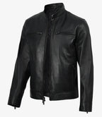 Mens Premium Black Biker Style Leather Jacket