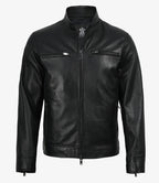 Mens Premium Black Biker Style Leather Jacket