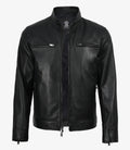 Mens Premium Black Biker Style Leather Jacket