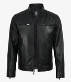 Mens Premium Black Biker Style Leather Jacket