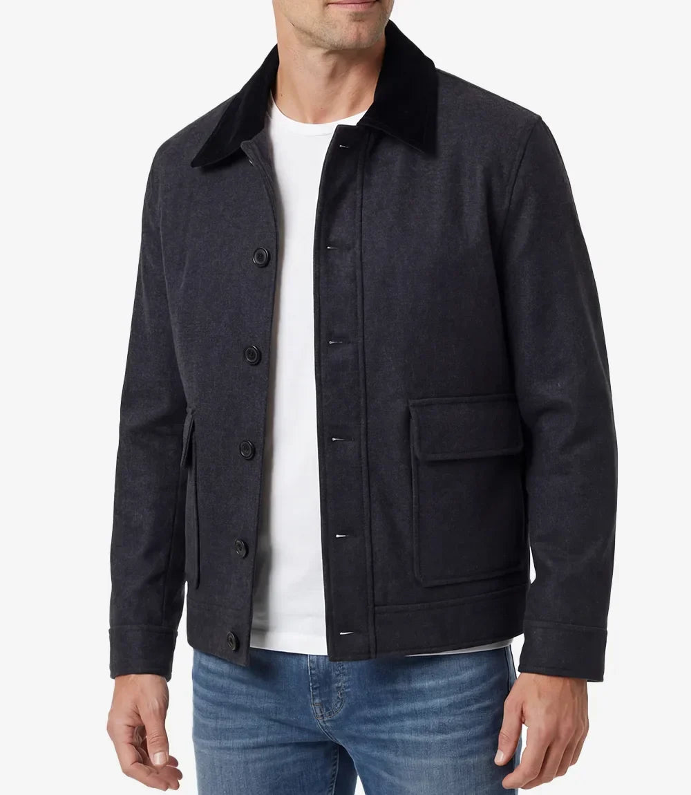 Men's Utility Charcoal Grey Wool Jacket