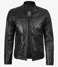 Mens Real Leather Black Biker Style Jacket