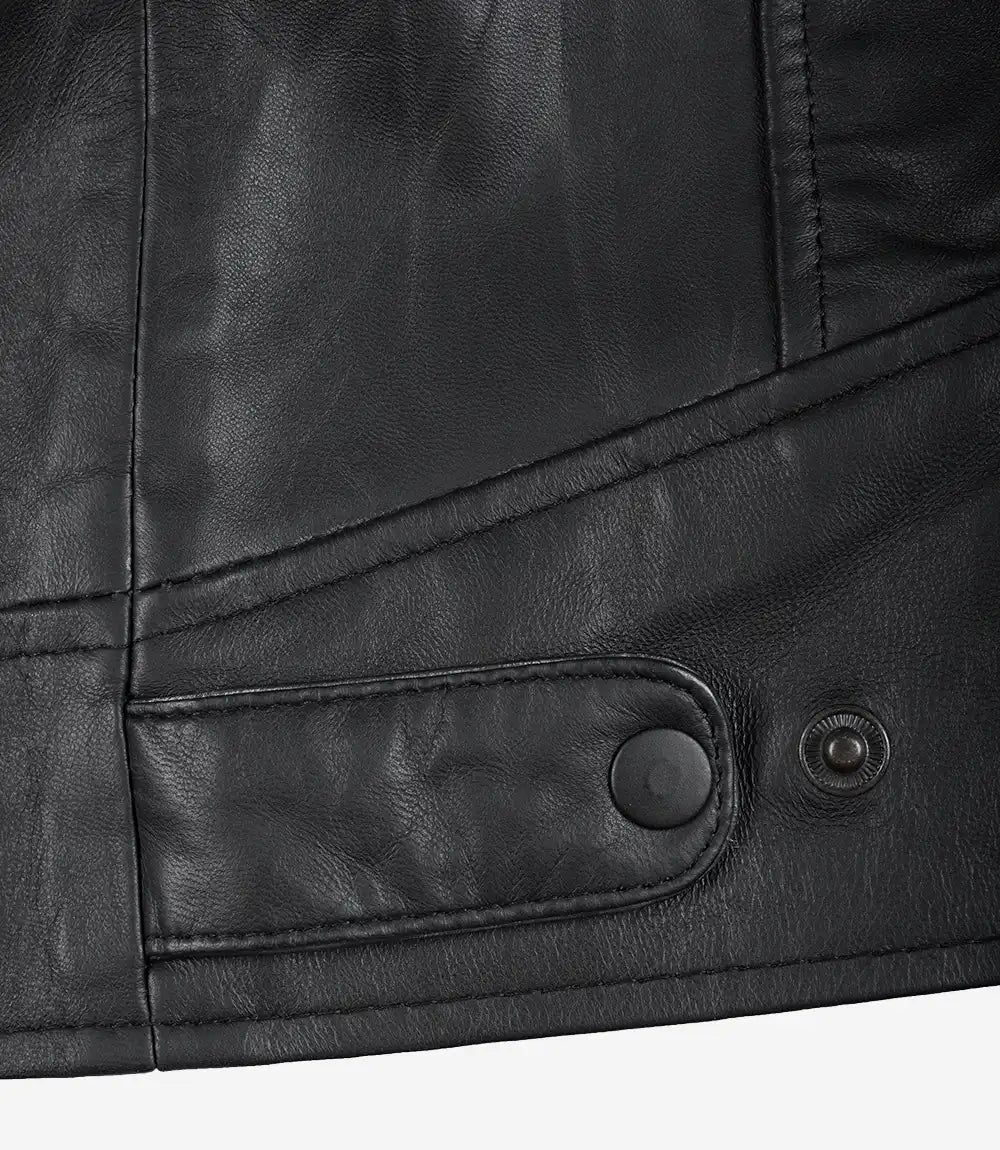 Mens Real Leather Matte Black Jacket - Biker Style